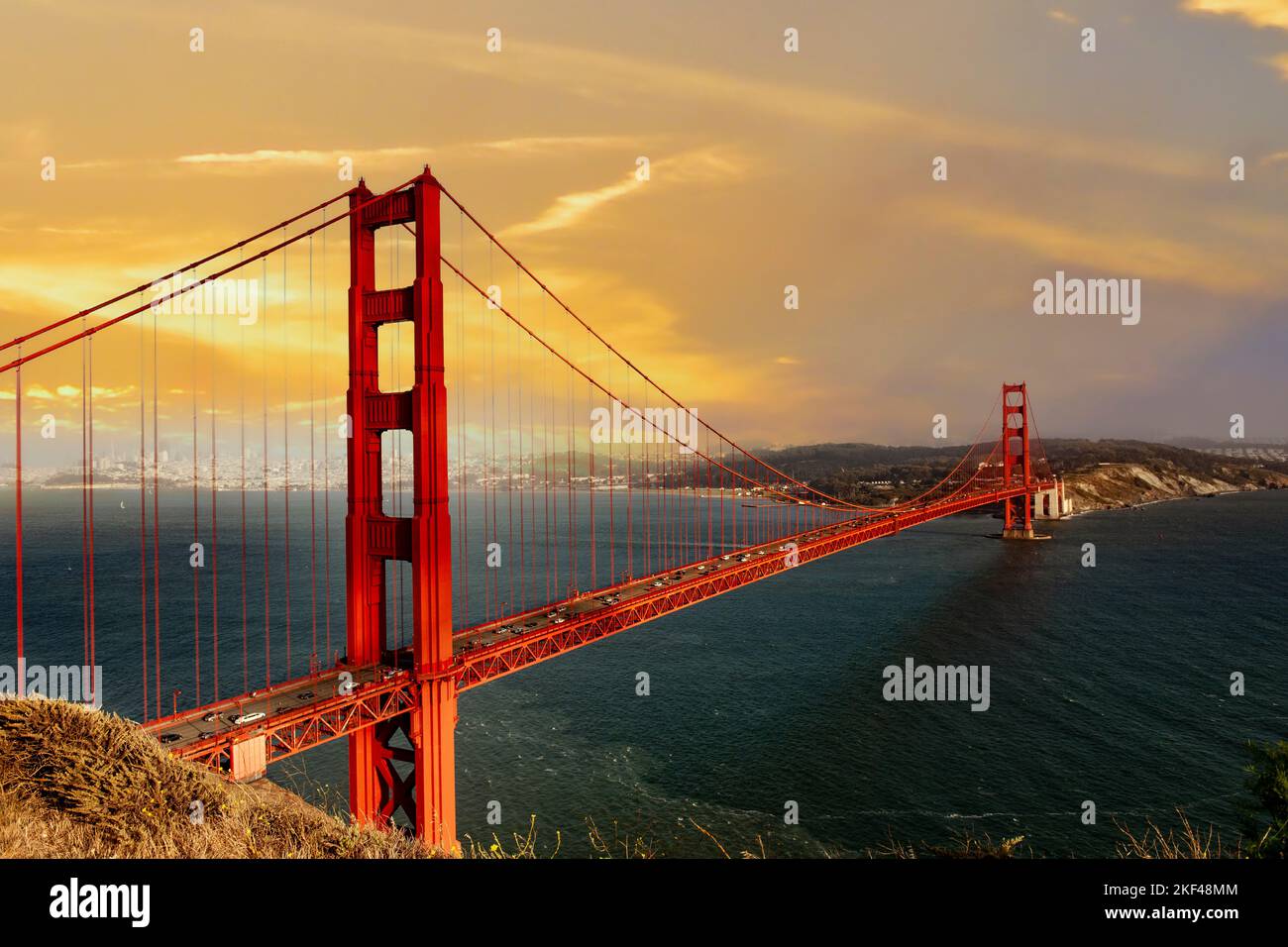 Golden Gate Bridge im Abendlicht, San Francisco, Kalifornien, USA, Nordamerika Stock Photo