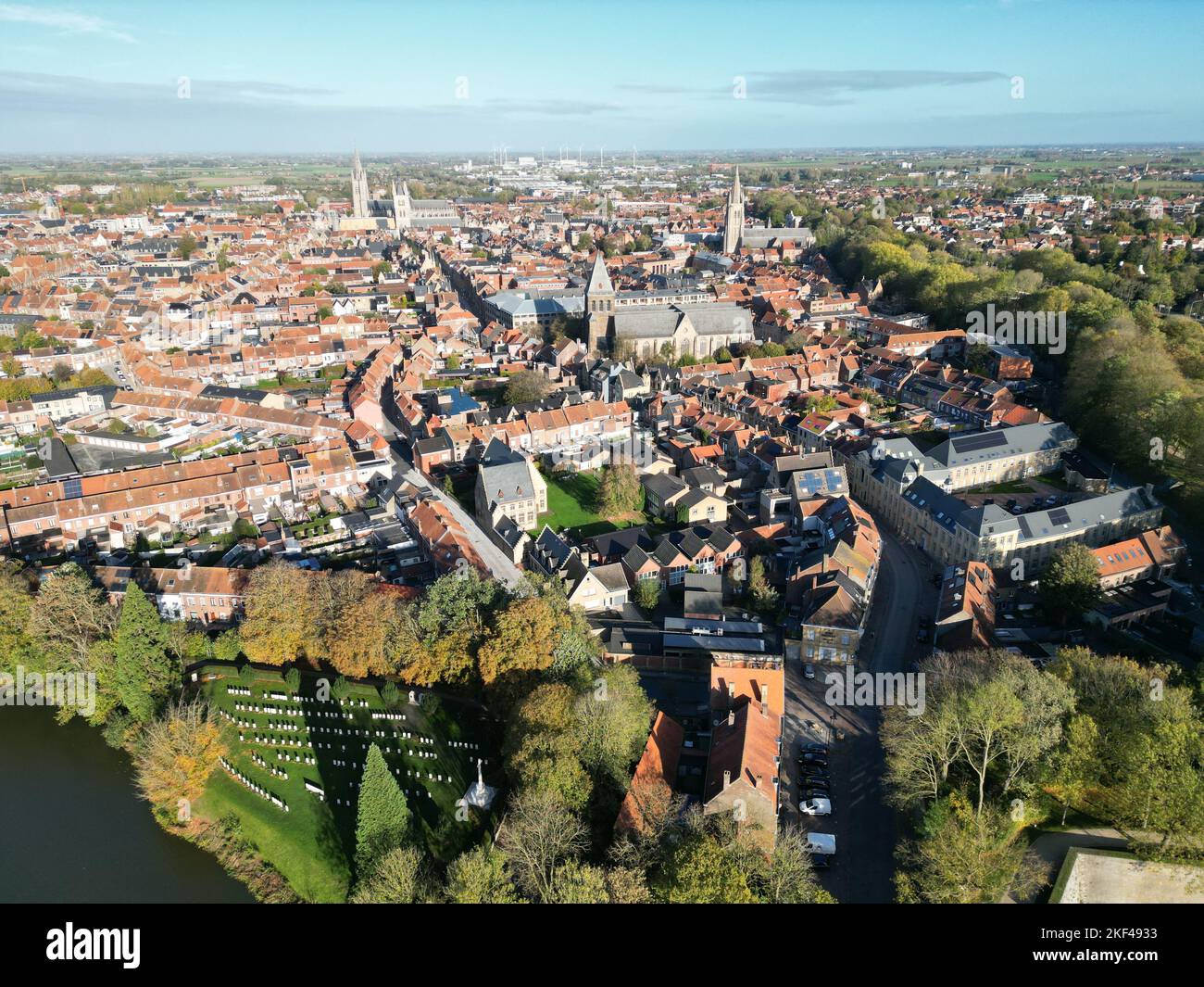 Ypres, West Flanders, Belgium Aerial View Stock Photo