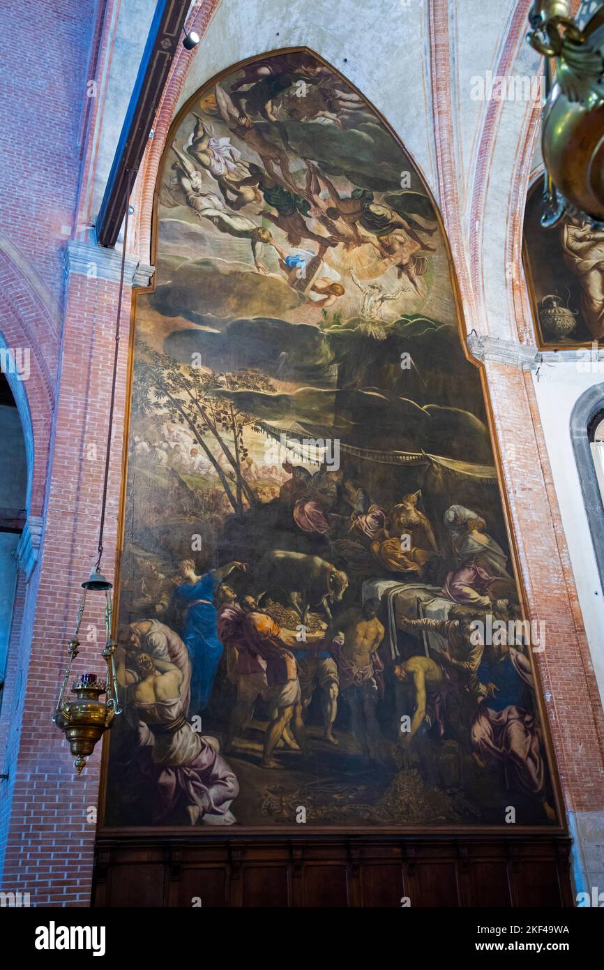 Gemälde von Tintoretto 'Giustizia', in Kirche, Chiesa della Madonna dell'Orto, Grabeskirche von Tintoretto,  Venedig, Italien Stock Photo