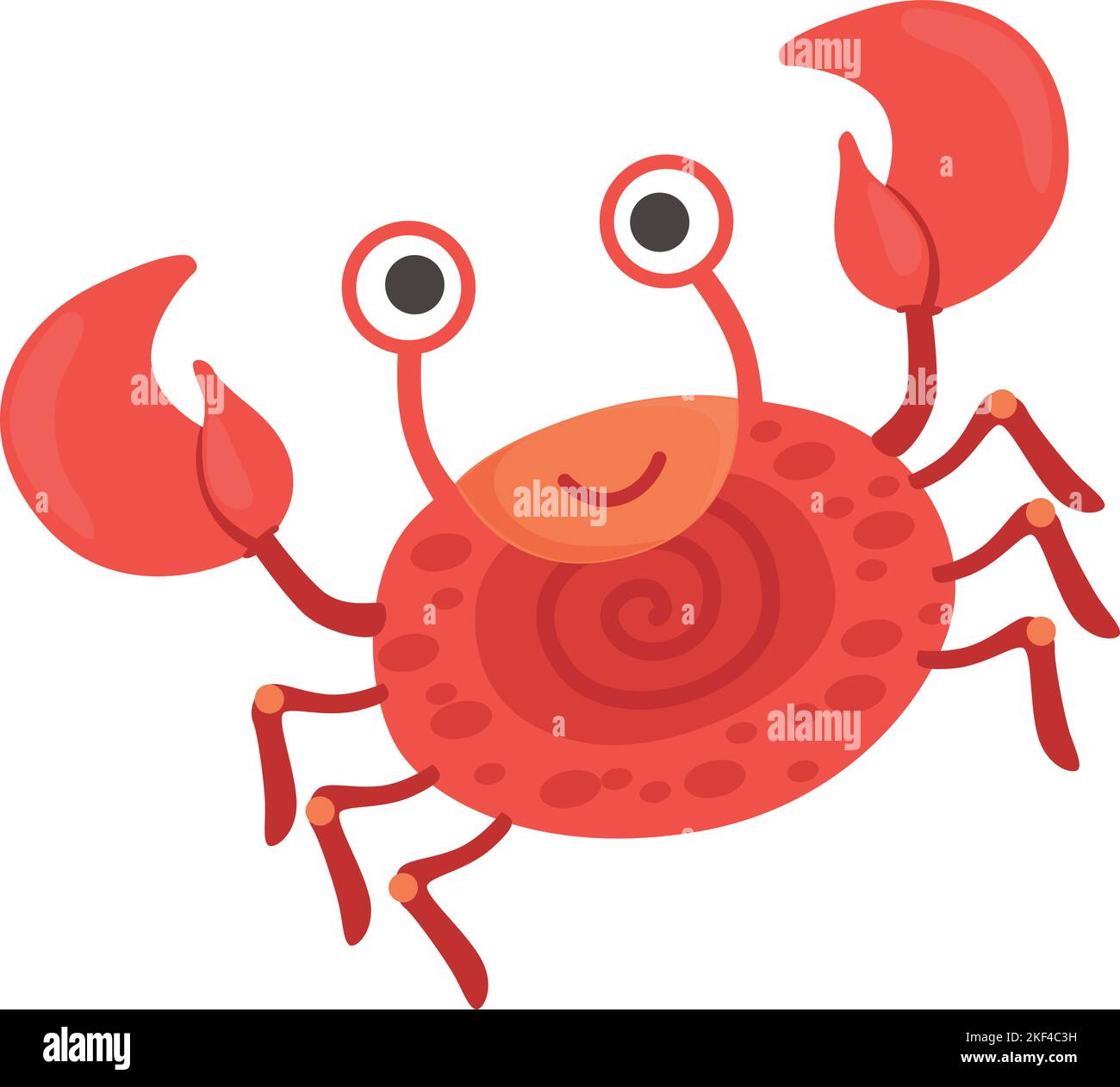 Funny crab character, Dancing cartoon underwater animal Stock Vector