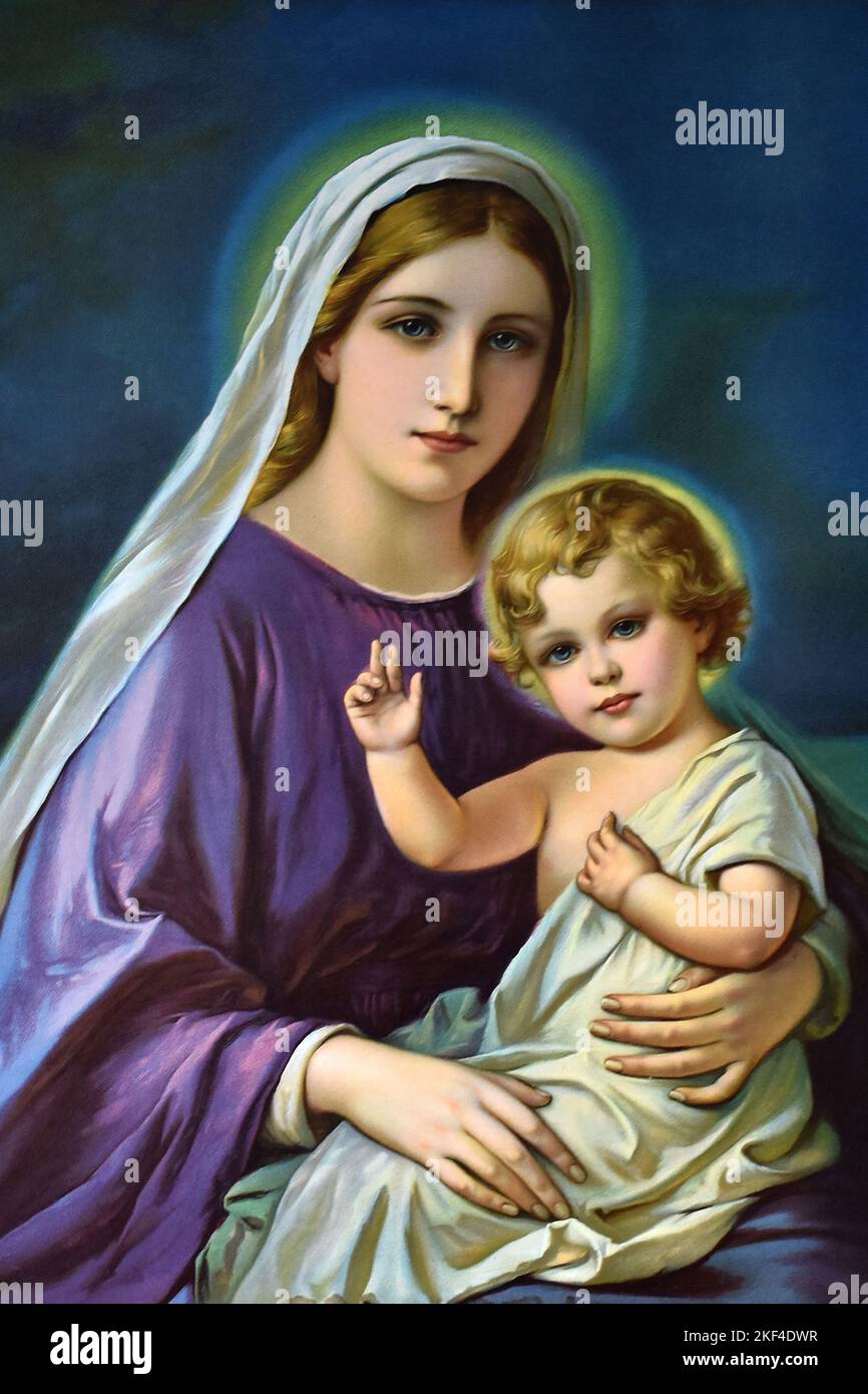 Mondschein-Madonna, Madonna mit Kind, Mondschein, Reproduktion ...