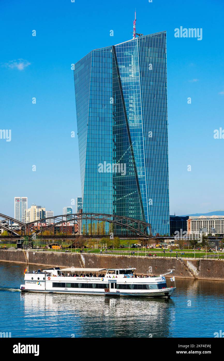 Frankfurt am Main, Hessen, Deutschland, Neue EZB, Main, Europäische Zentralbank, Turm, Gebäude, moderne Architektur, Stock Photo