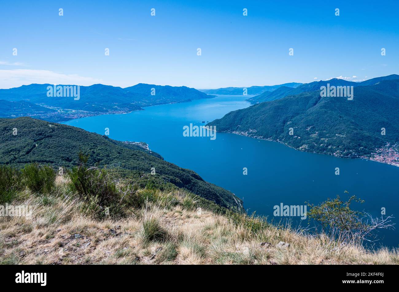 Aerial view of the Lake Maggiore with blue sky from a mountain Stock ...