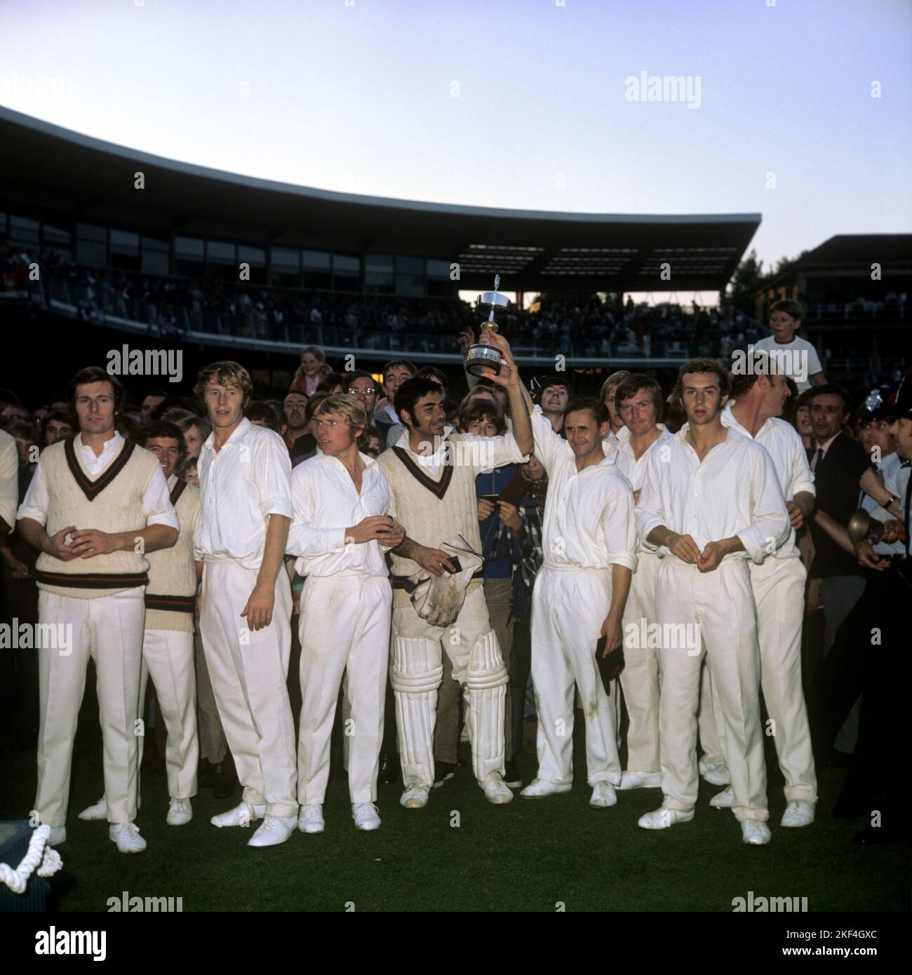 The Lancashire team lift the Gillette Cup after defeating Kent Stock