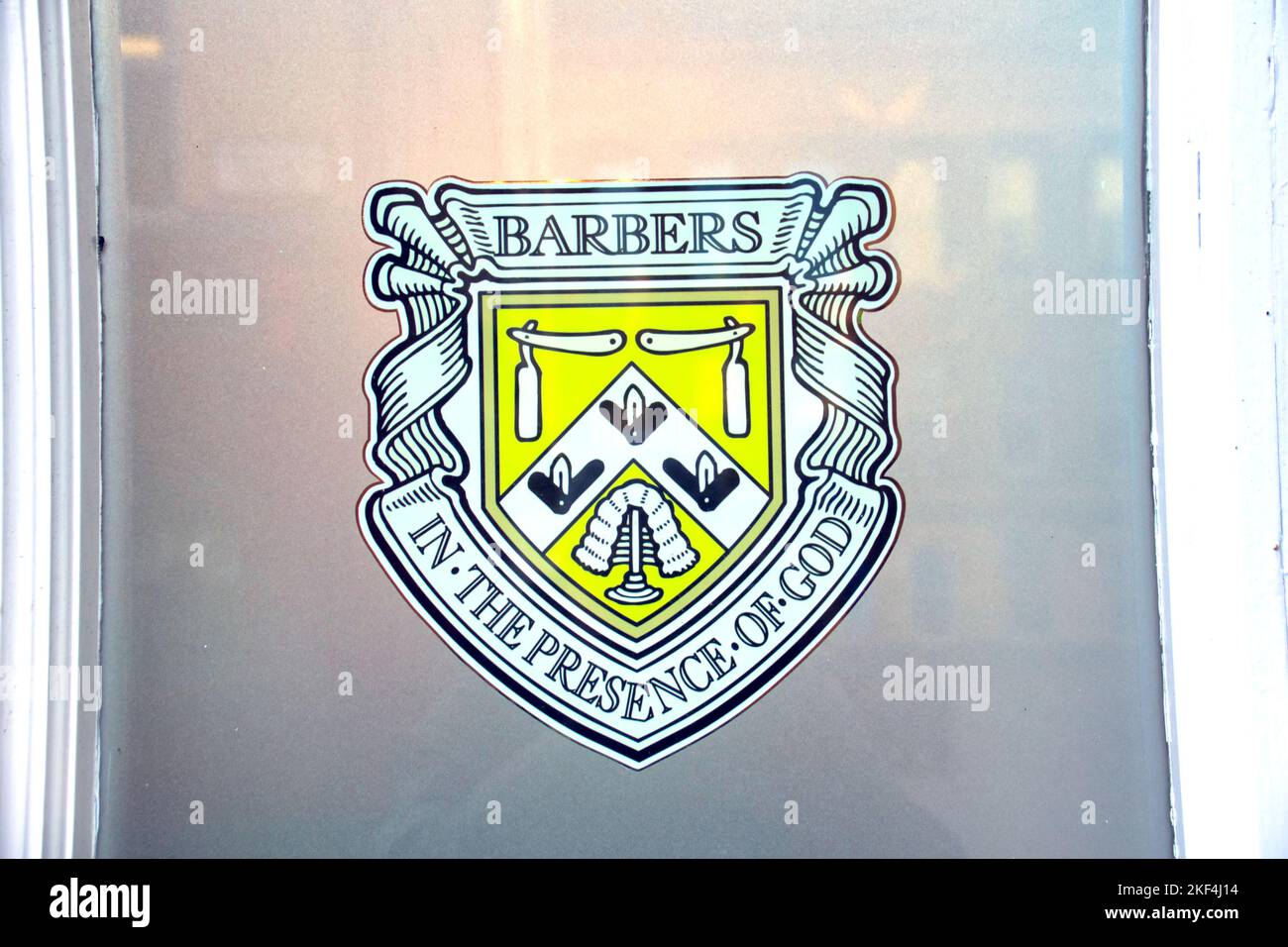 trades hall Glasgow close up of coat of arms for trade guild barbers Stock Photo
