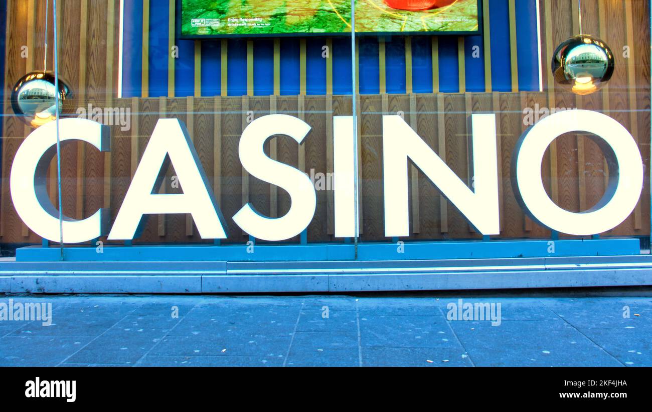large close up of casino sign Stock Photo