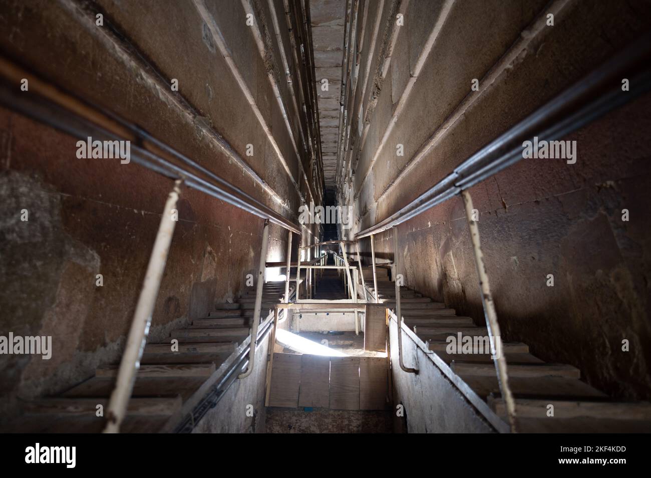 Inside the largest pyramid of giza, keops, stairs of the great pyramid Stock Photo