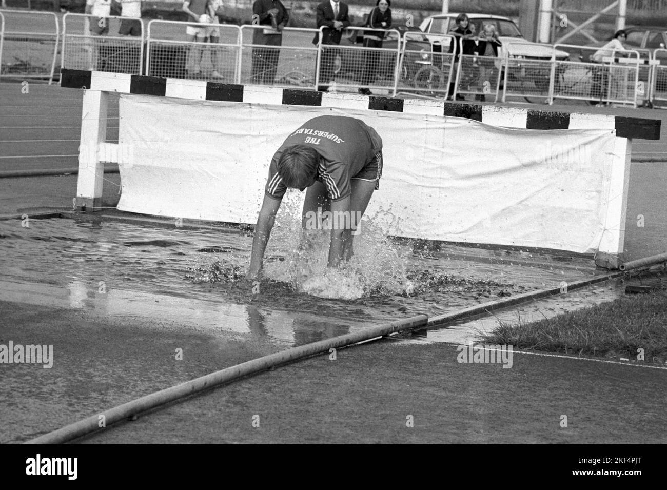 A competitor in the the Wilkinson Sword Superstars show gets wet