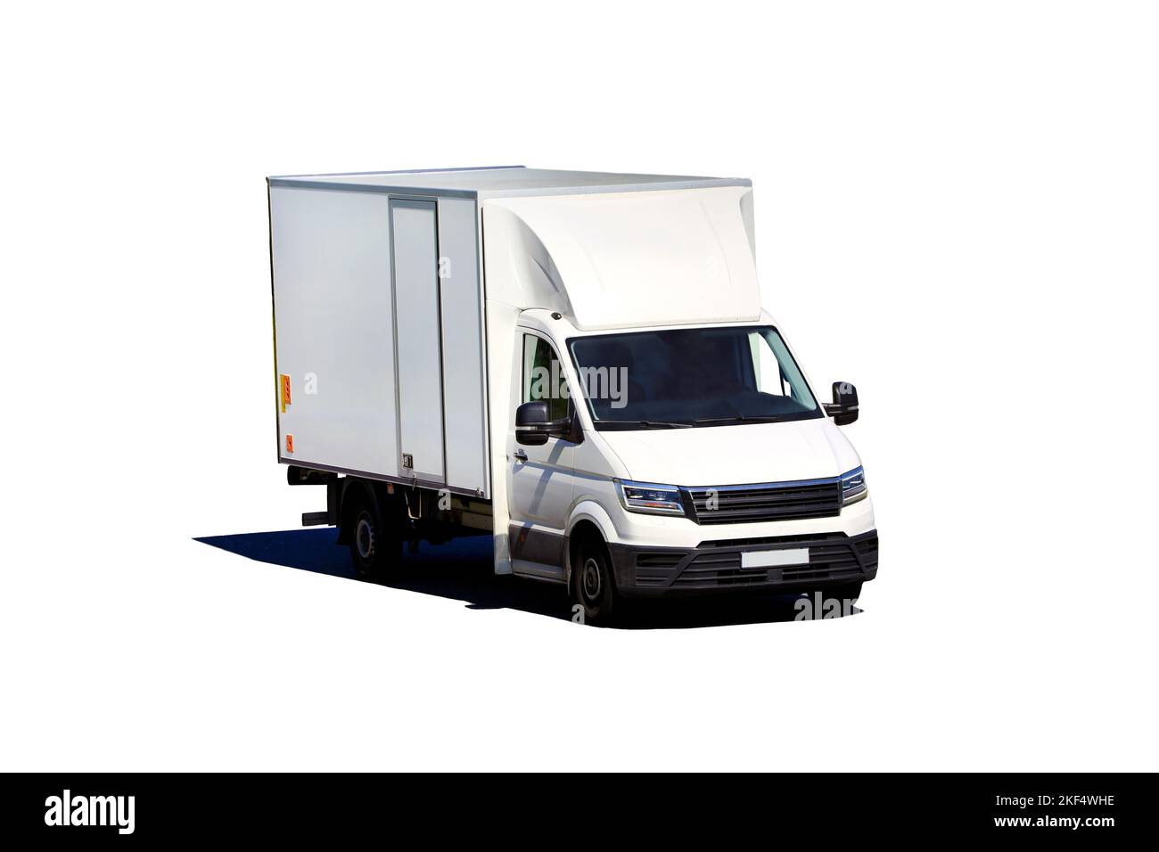 White light truck for regional transport and deliveries isolated over white background. Stock Photo