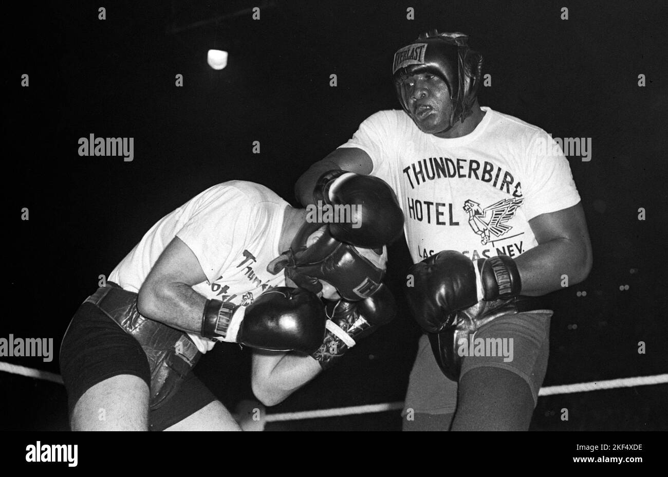 American boxer Sonny Liston (r) training with 'Tornado Box' at Empire