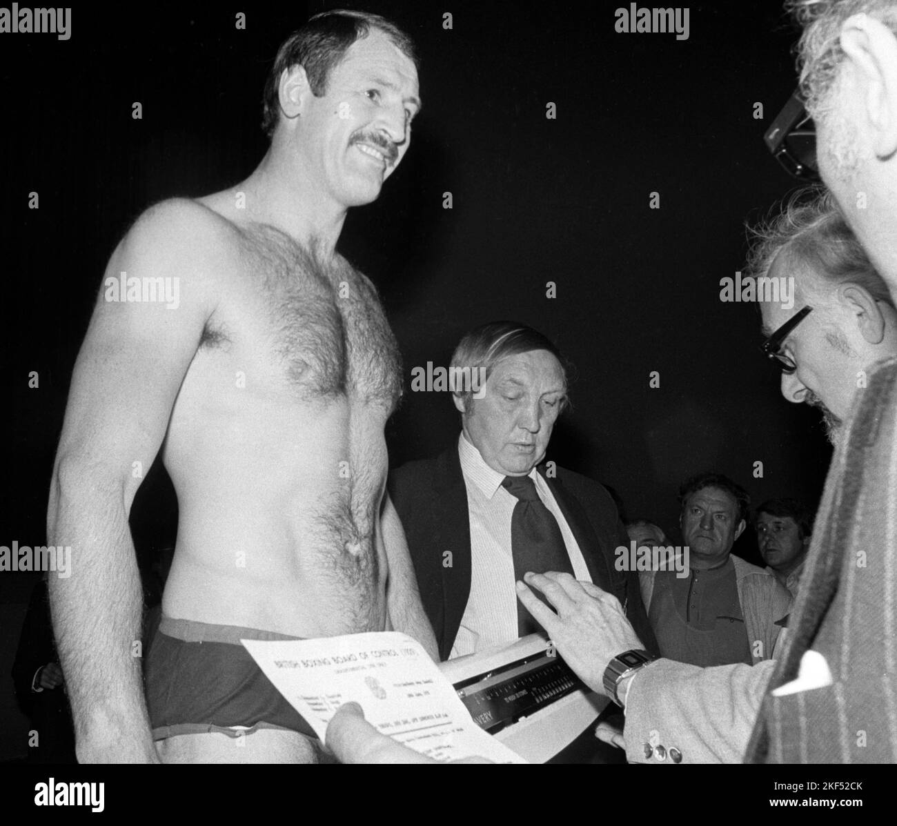Challenger Paul Sykes Wakefield Weighing In At 14st 13lbs Stock Photo challenger-paul-sykes-wakefield-weighing-in-at-14st-13lbs-stock-photo