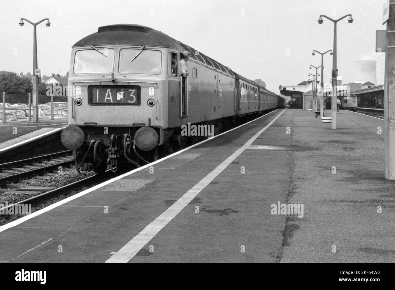 original british rail diesel locomotive class 47 brush 4 number 47251 on passenger service didcot late 1970s early 1980s Stock Photo