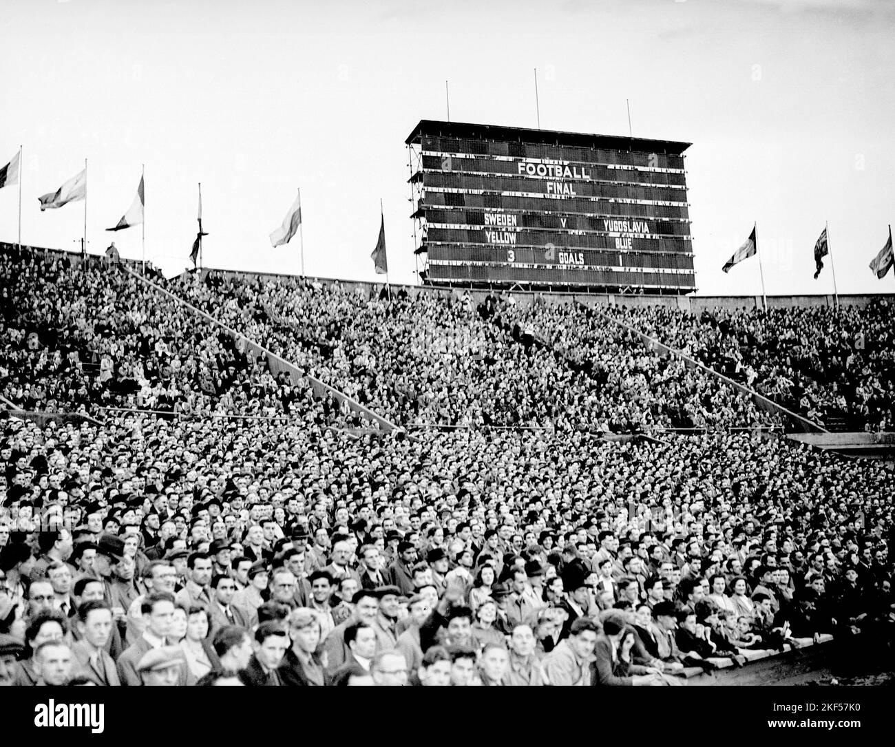 Huge crowds at Wembley for the Olympic soccer final, won 31 by Sweden