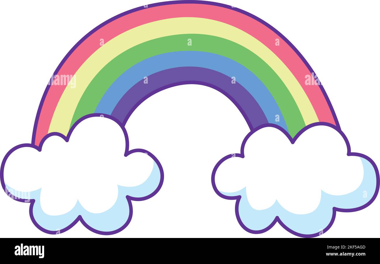 Rainbow clouds icon. Cute magic color drawing Stock Vector Image & Art