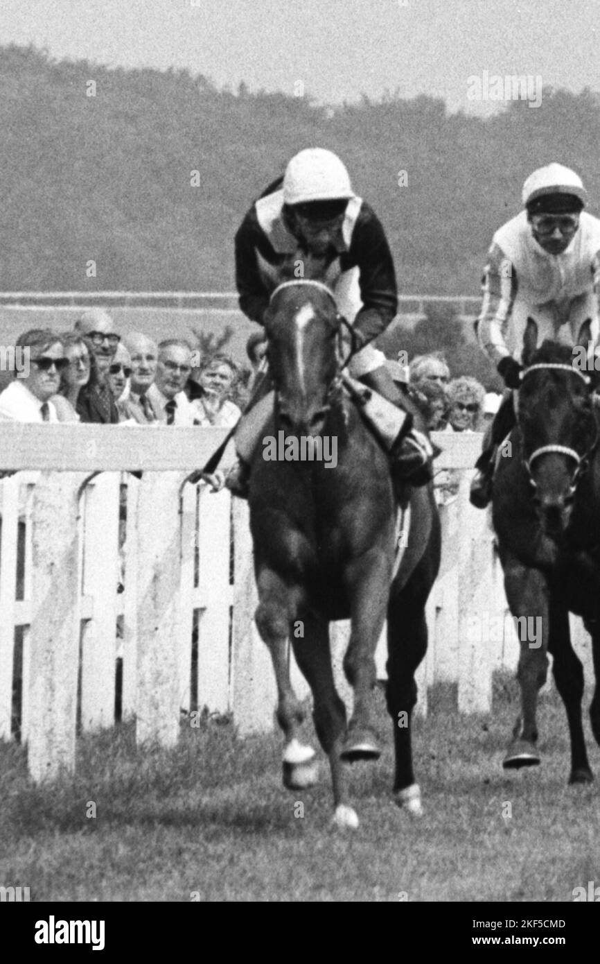 Godstone Races Vacarme, Lester Piggott up, comes home to win The Richmond Stakes ...