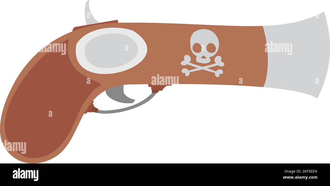 Pirate pistol color icon. Vintage military weapon Stock Vector