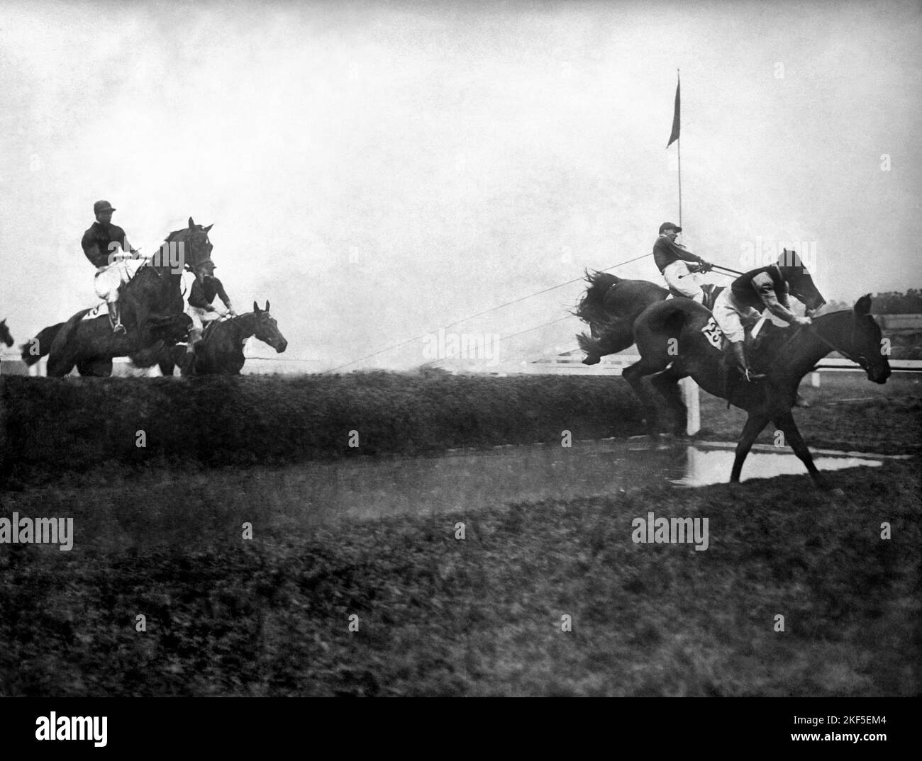 The water jump at the Grand National Stock Photo Alamy