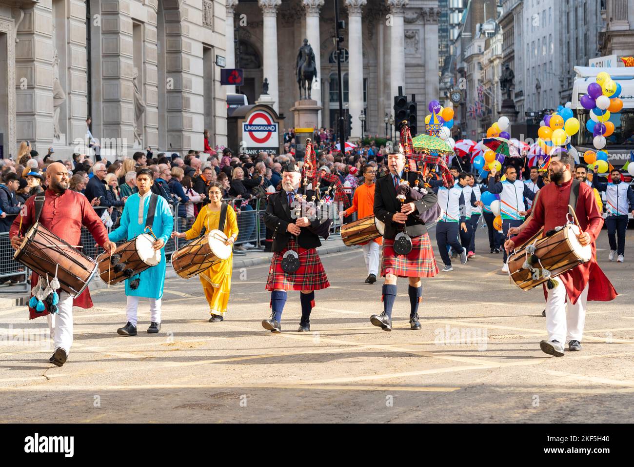 State Bank of India (SBI) at the Lord Mayor's Show parade in the City of London, UK. Indian bank participants and float Stock Photo