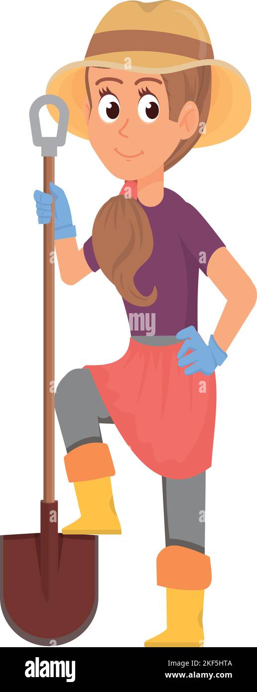Gardening woman with shovel. Female farmer character Stock Vector Image