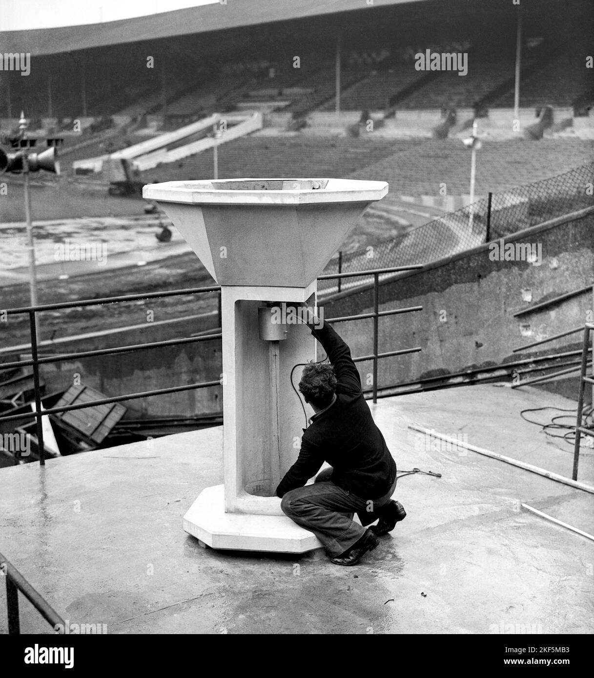 The finishing touches are added to the Olympic Torch at Wembley Stadium