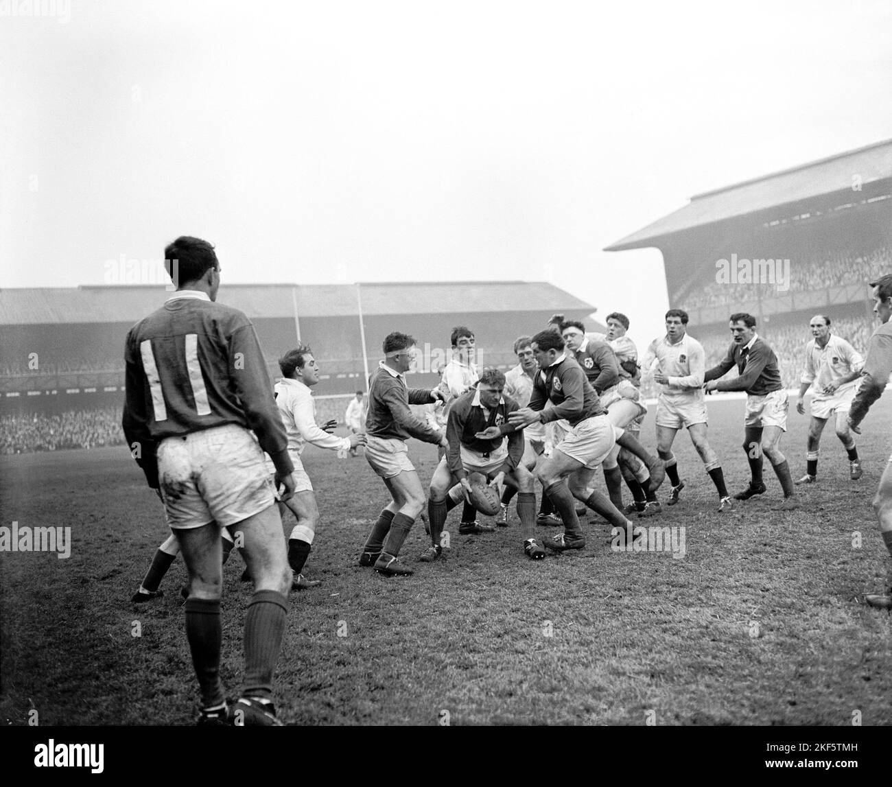 Ireland's Willie John McBride (c) turns to feed his backs after winning the line out ball Stock