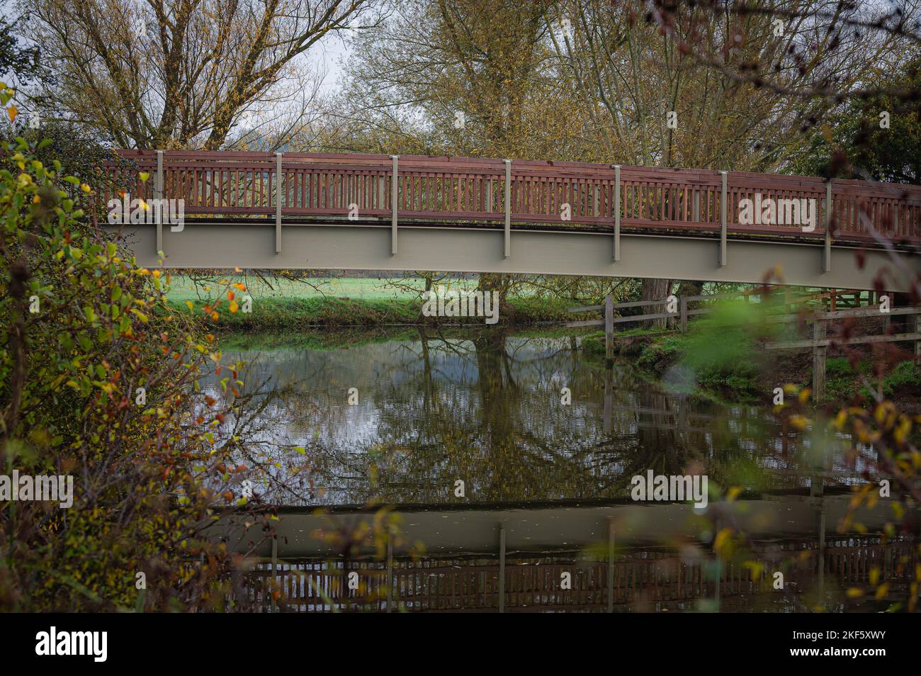 new Fen bridge in Dedham Vale. River Stour. Essex-Suffolk border. Stock Photo