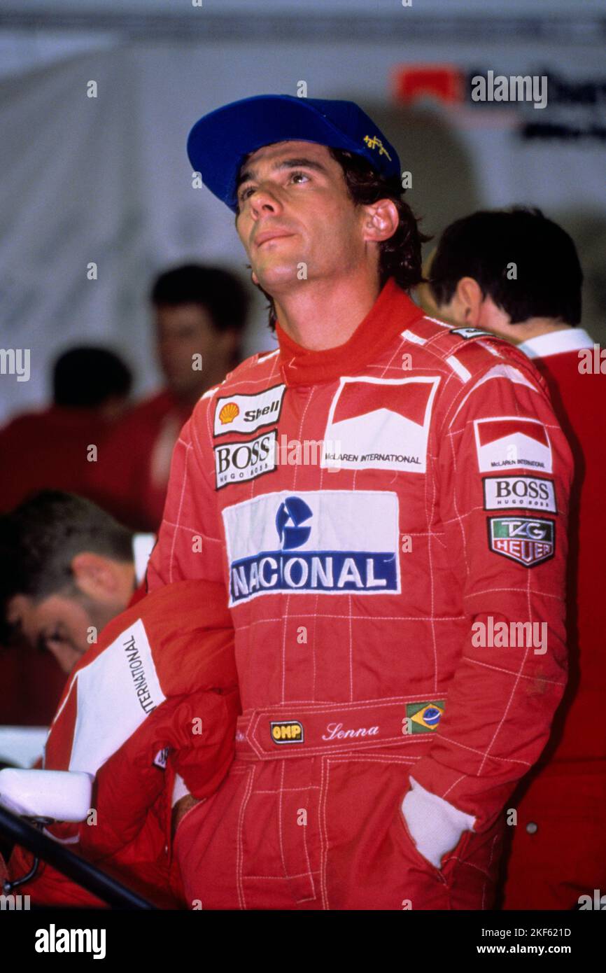 Brazilian Ayrton Senna, of the McLaren team, before the race Stock