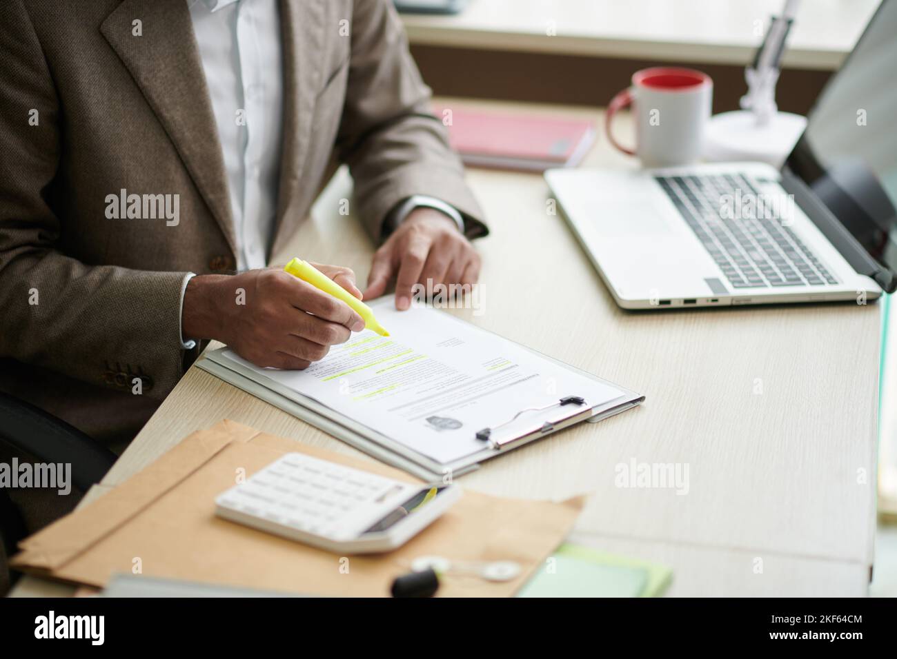 HR manager checking cv of job candidate before interview Stock Photo ...
