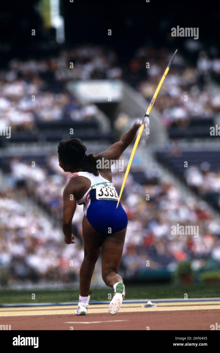 Great Britain's Tessa Sanderson in action in the Women's Javelin Stock