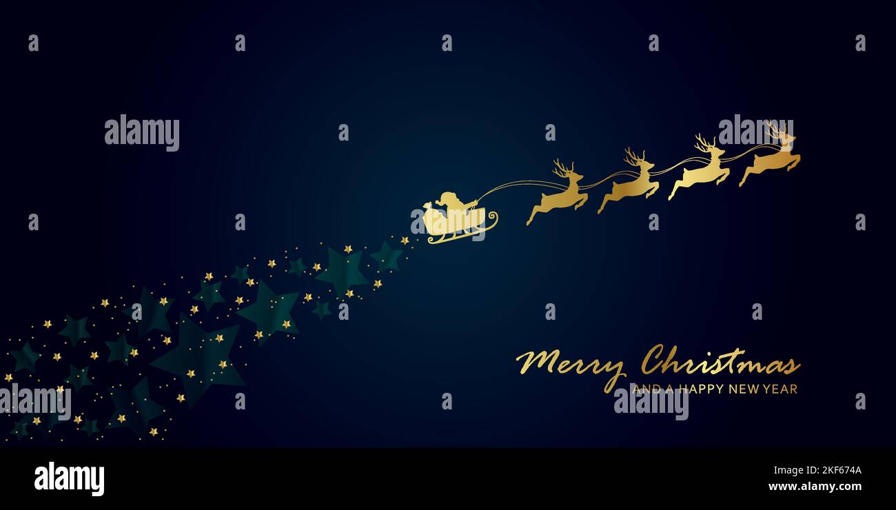 christmas banner santa claus in a sleigh with reindeer Stock Vector ...