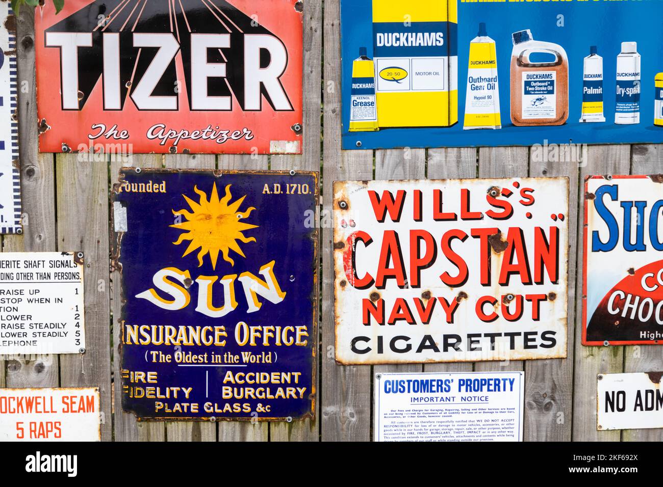 Old rusty enamel advertising sign, UK, 202 Stock Photo