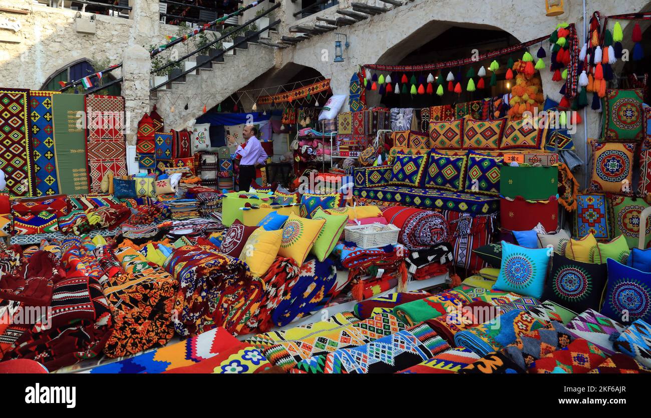 November 14, 2022, Doha, Qatar Tourist visit the Souq Waqif an old