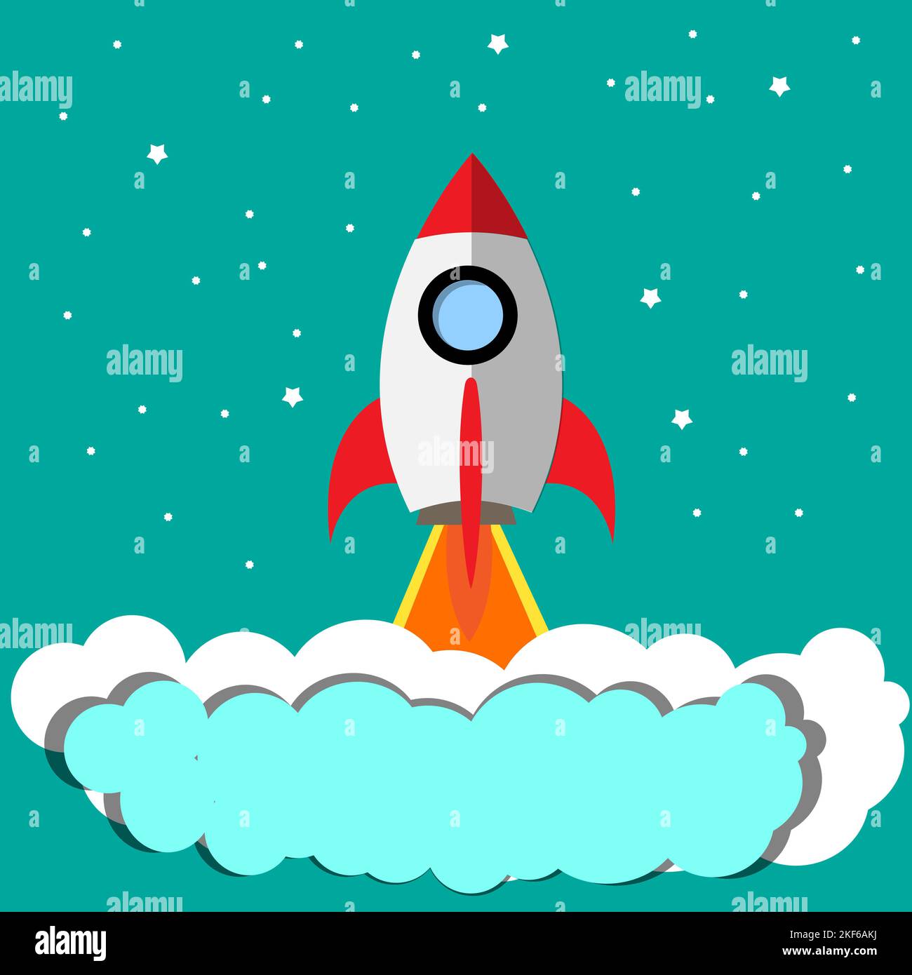 Rocket launch ship. start up, illustration concept of new business ...