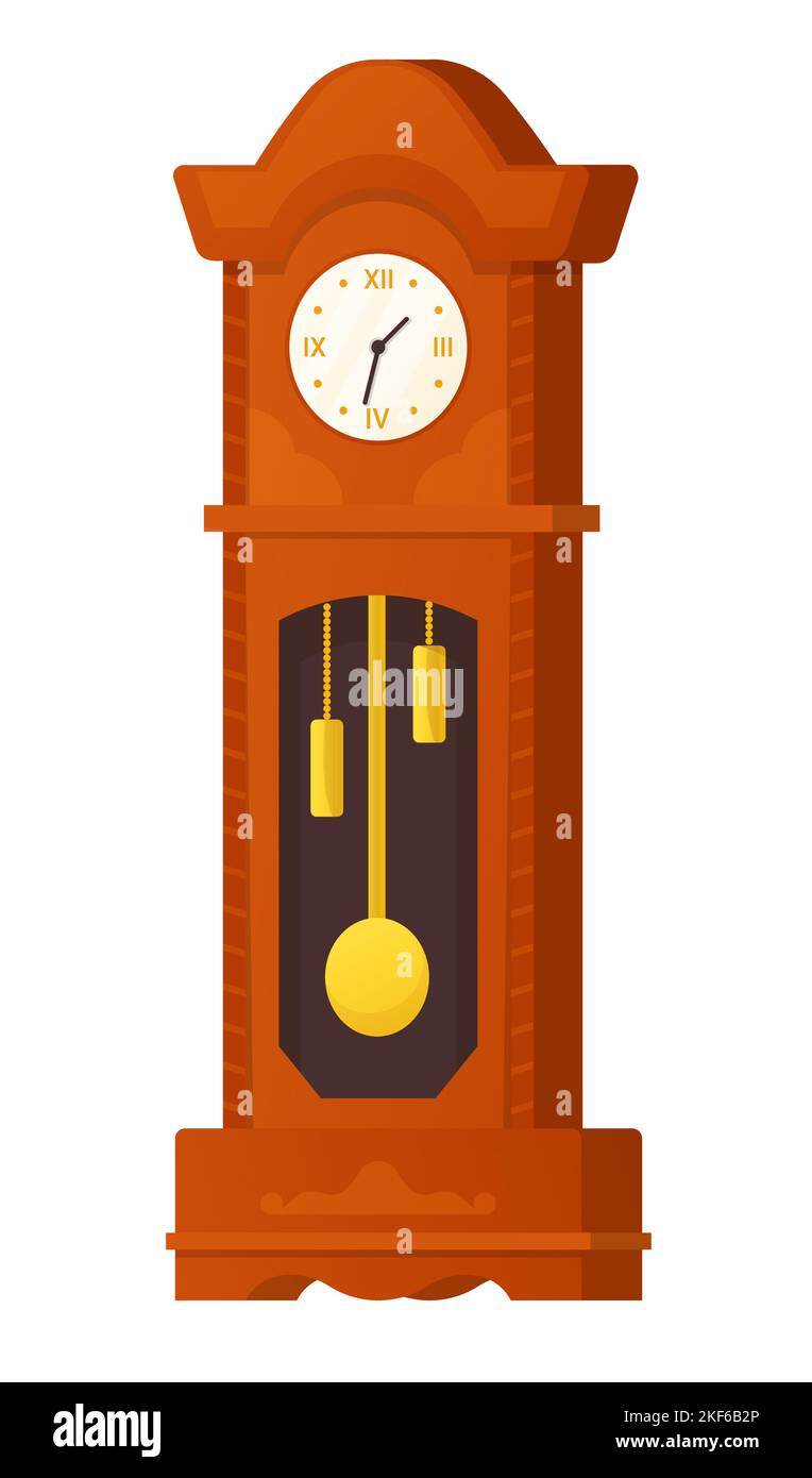 Vintage grandfather clock modern flat design style single isolated