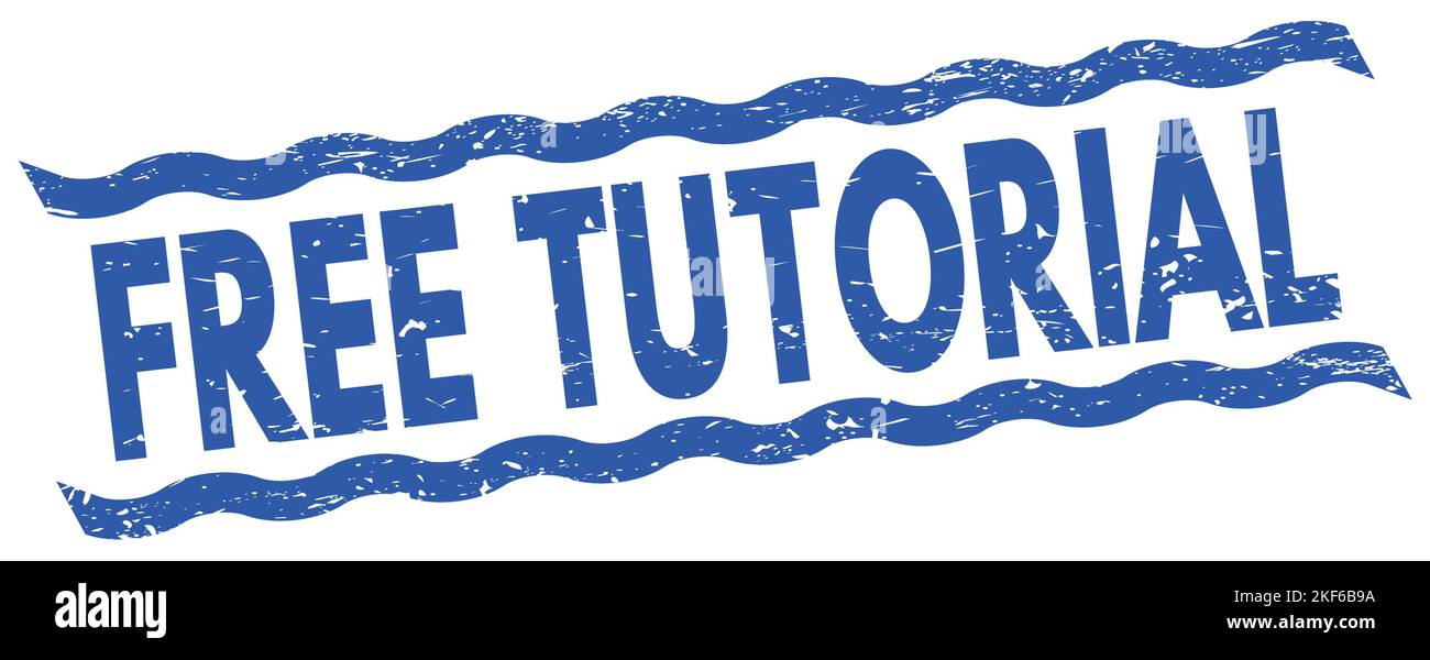 FREE TUTORIAL text written on blue lines stamp sign Stock Photo - Alamy