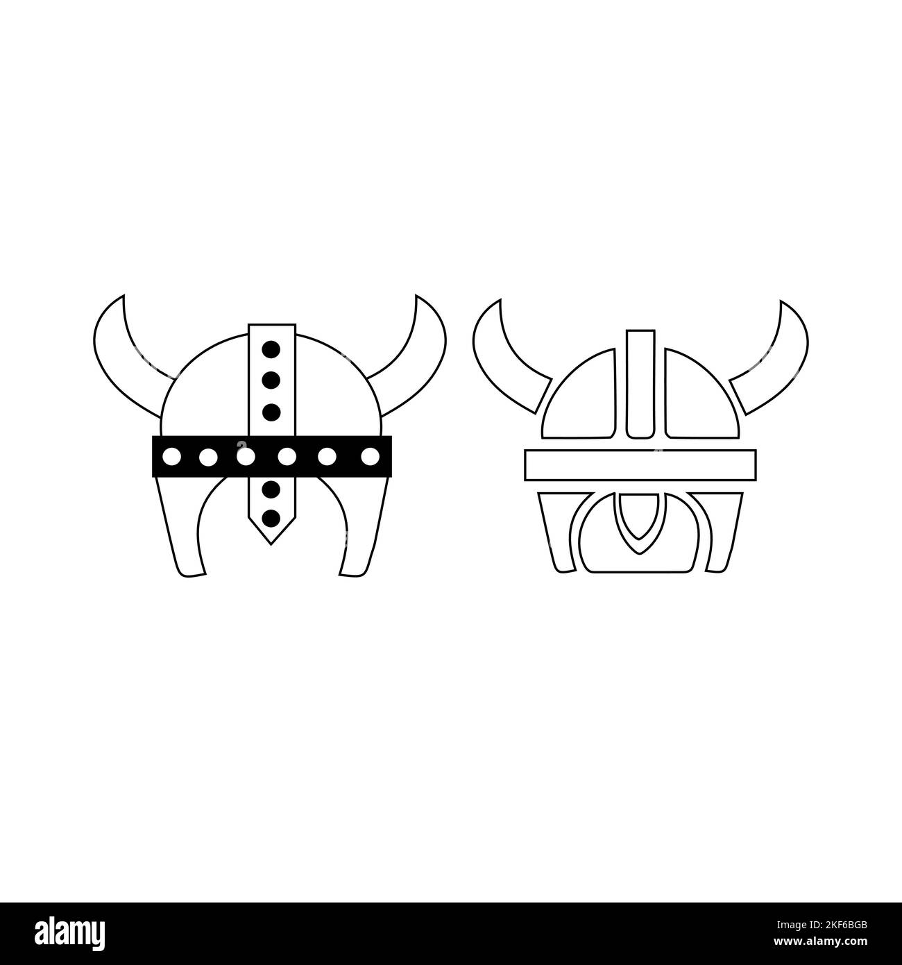 Helmet Viking Logo Template. Viking character head helmet an icon logo design inspiration. Helmet Viking logo set. Suitable for game store Stock Vector