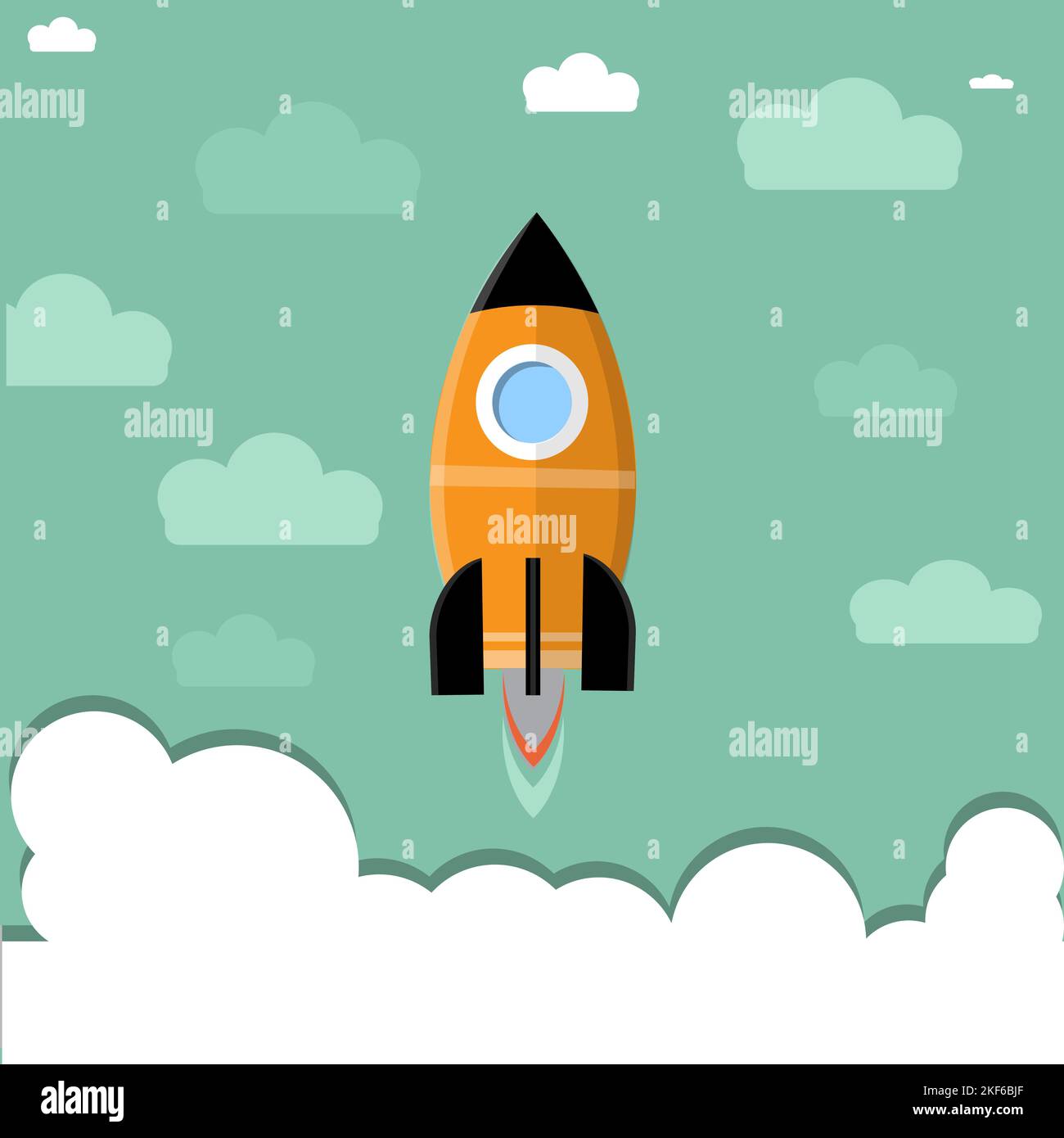 Rocket launch ship. start up, illustration concept of new business ...