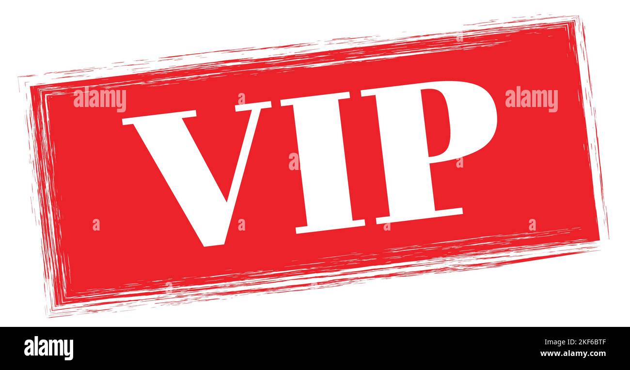VIP text written on red rectangle stamp sign Stock Photo - Alamy