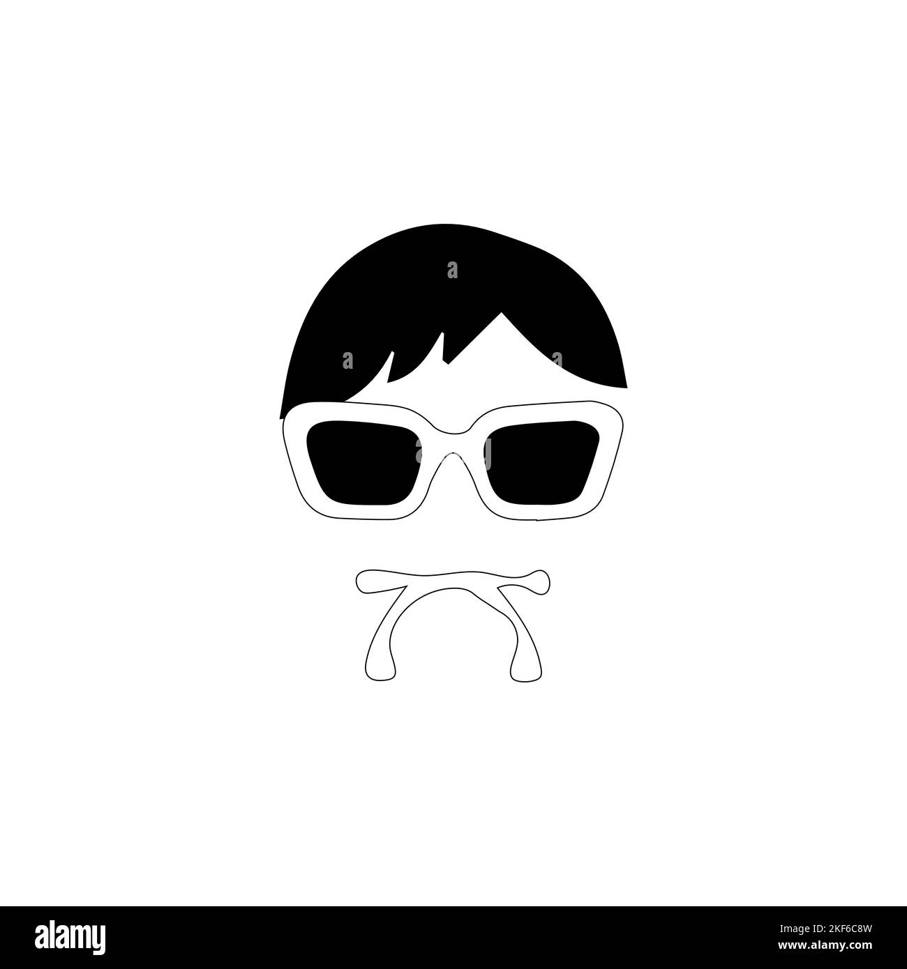 Incognito Icon Man woman face with glasses Black and White Vector