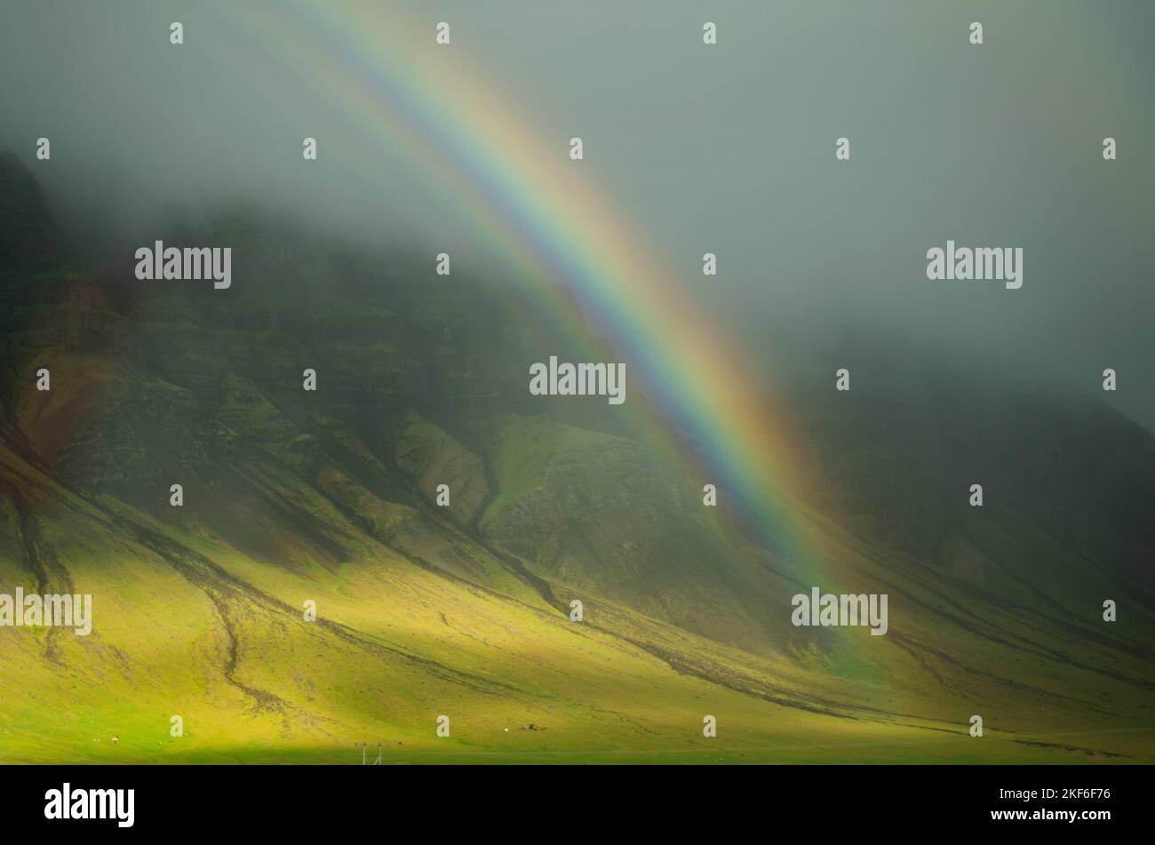 A rainbow and mountains on Snæfellsnes peninsula in Iceland Stock Photo