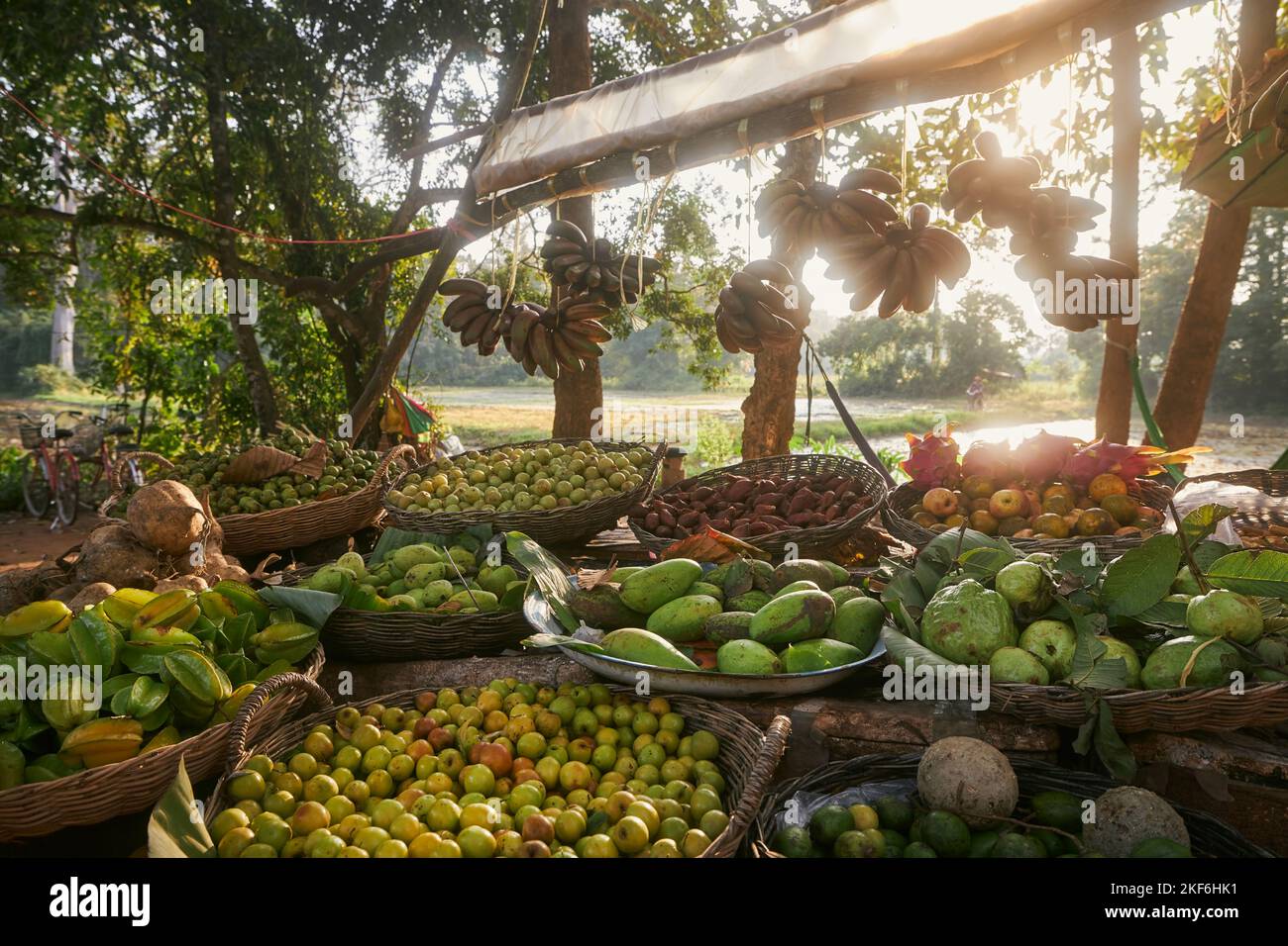 Market stall with tropical fruit for sale. Siem Reap in Cambodia Stock