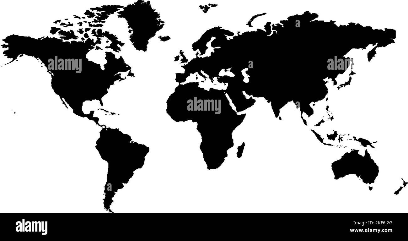 Black colored global outline map. Political world map. Wordwide