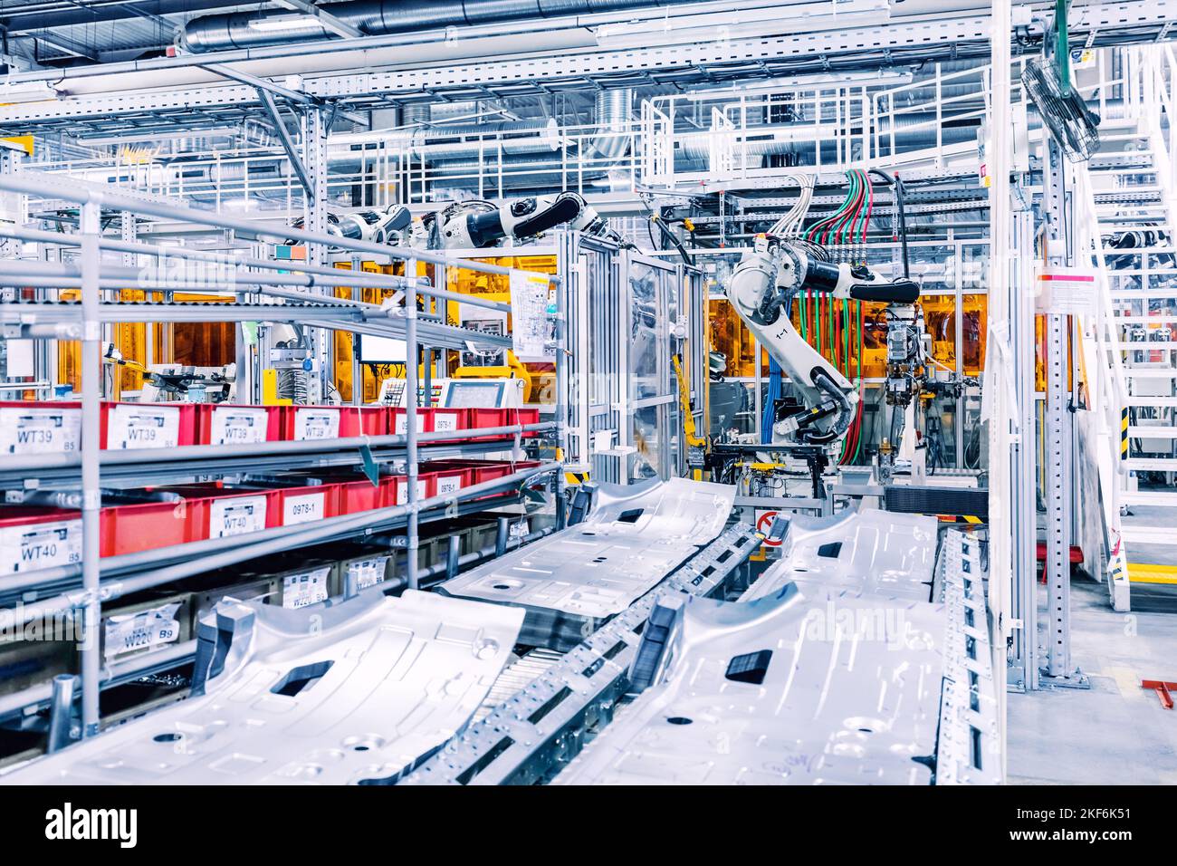 robots in a car plant Stock Photo