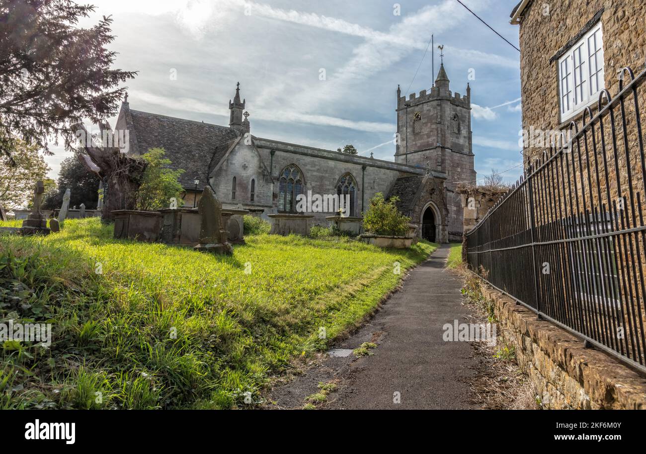 15th Century Church of St Martin, North Nibley, The Cotswolds, Gloucestertshire,England, United Kingdom Stock Photo