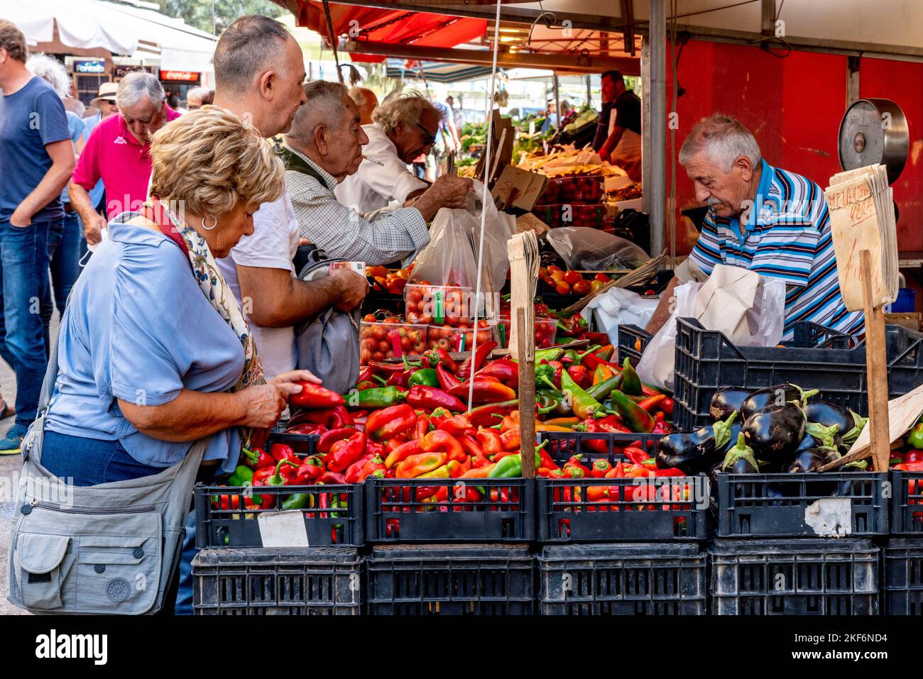 Local People Buying Fresh Vegetables At The Produce Market, Ortigia