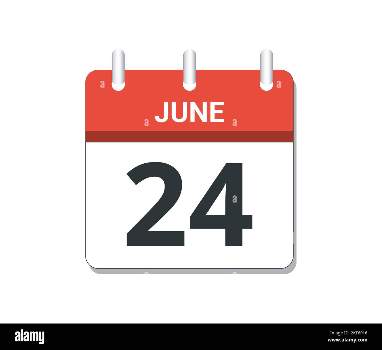 June 24th calendar icon vector. Concept of schedule, business and tasks ...