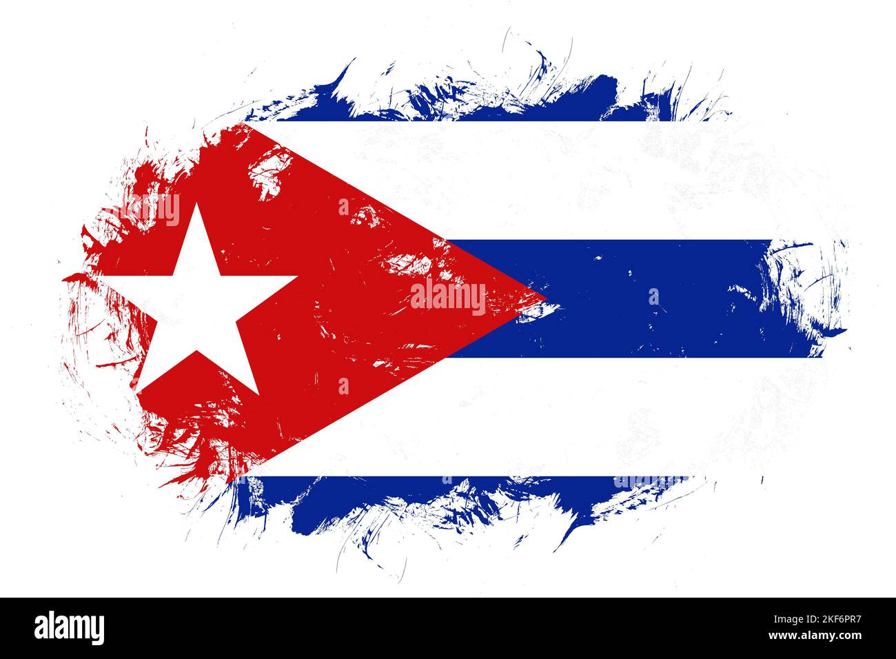 Cuba flag on abstract stroke brush background Stock Photo