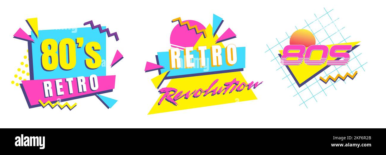 80's Retro graphic collection. Synthwave vintage design set