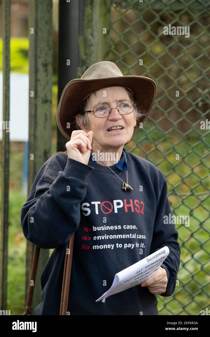 Harefield, UK. 16th November, 2022. A Stop HS2 Water Justice protest ...