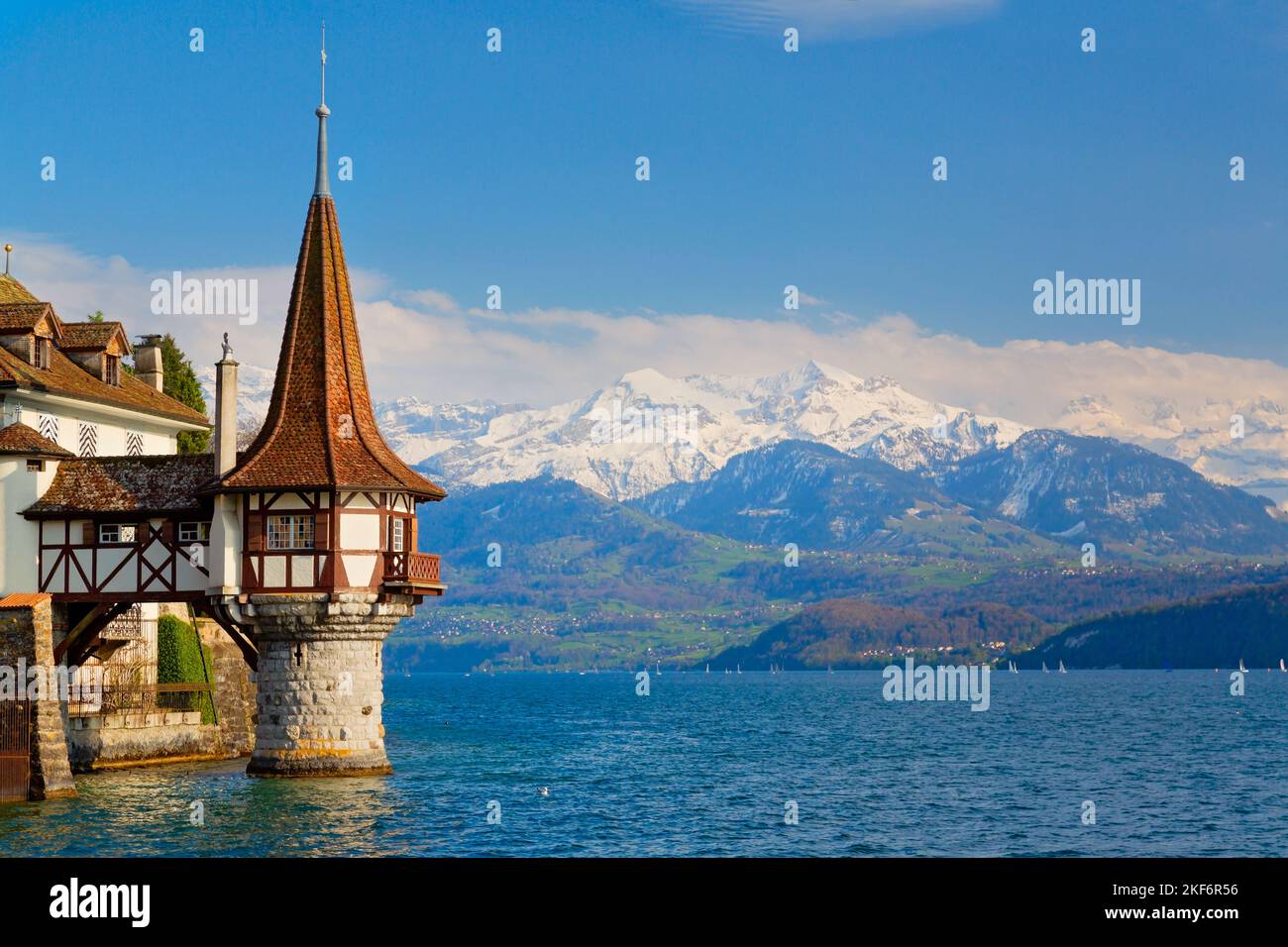 Oberhofen Castle, Lake Thun, Switzerland Stock Photo